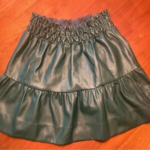 Green Faux Leather Elastic Skirt